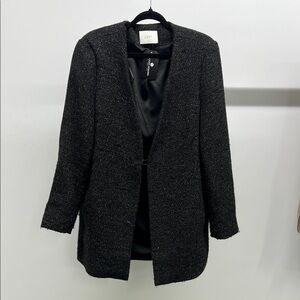 Black Tweed Blazer Jacket